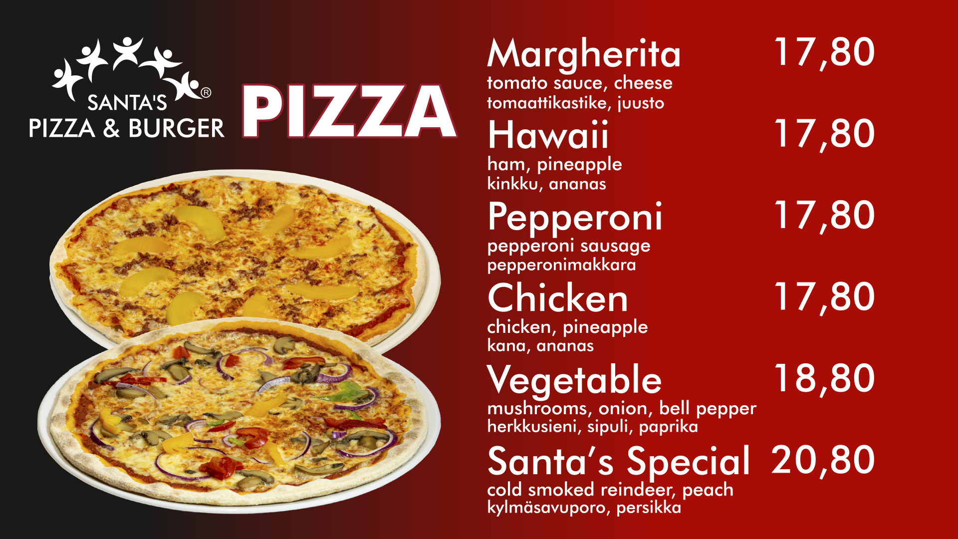 Supistettu pizzalista sesonki 24-25